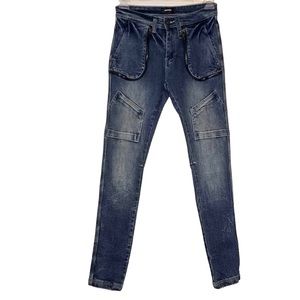 Bluecarats Men's Cargo Skinny Oil Stained Gianni Jeans Size 29 X 32